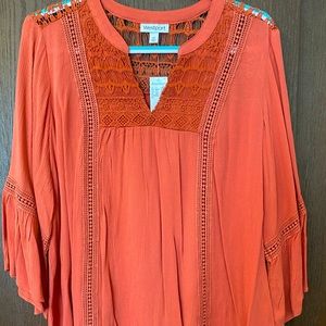 Orange Top with lace details - Dressbarn Size 2X